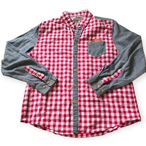 Toms Ware Mens Long Sleeve Button Down, Red White Checkered, Size Largs